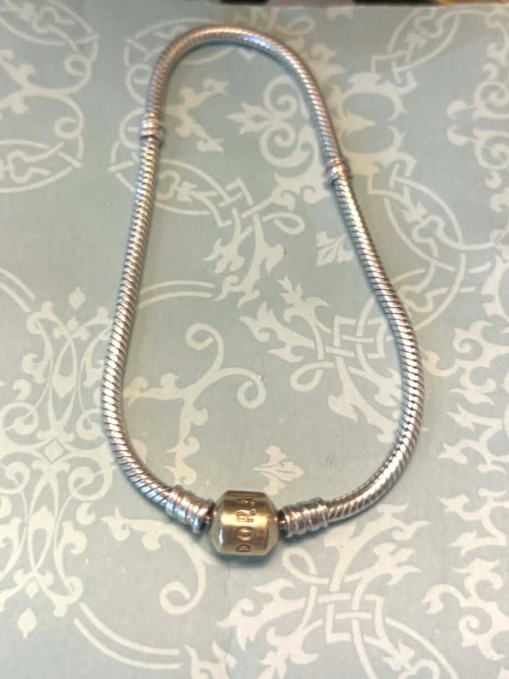 PANDORA Two Tone, Silver & 14Kt Gold, Vintage Bracelet (no Crown on 'O') - 200$